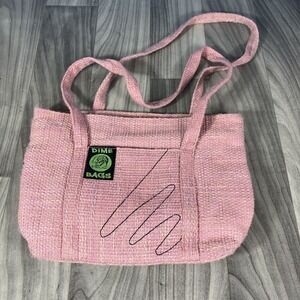 DIME BAGS Vintage Pink Woven Hemp Fabric Shoulder Tote Bag Y2K Aesthetic